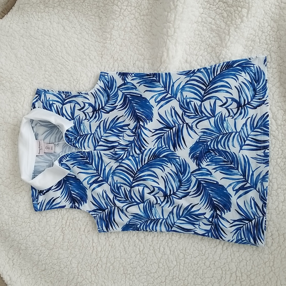 Tommy Bahama women's golf sleeveless collar sz S blue white zipper